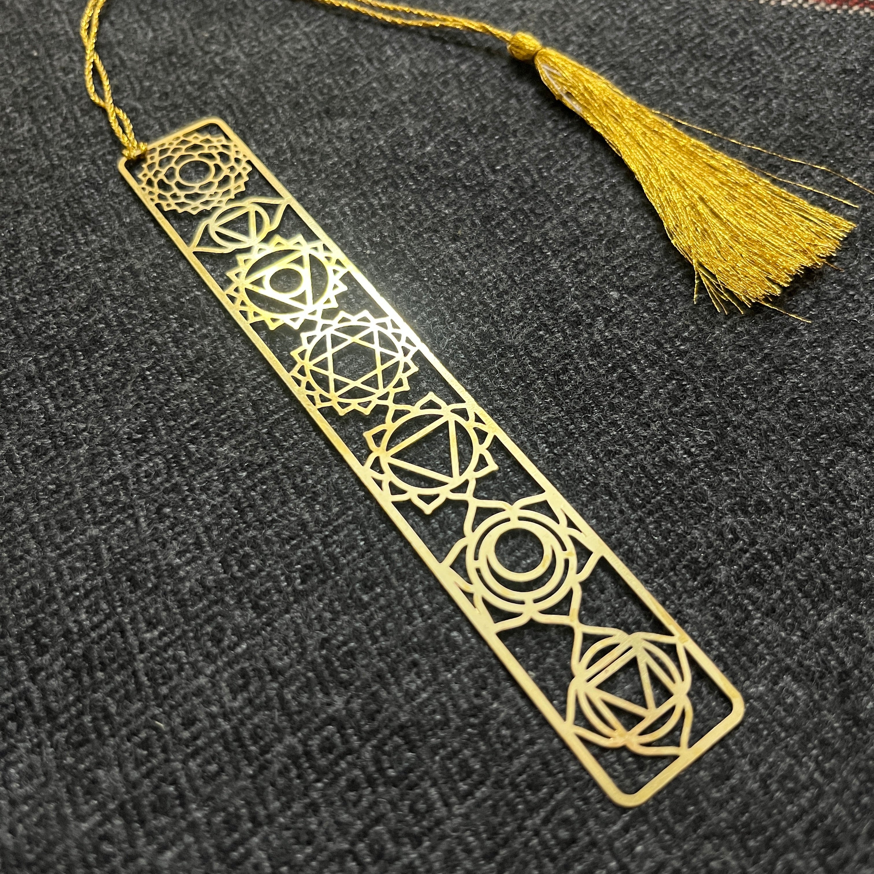 7 Chakras Premium Brass Bookmark With Tassel