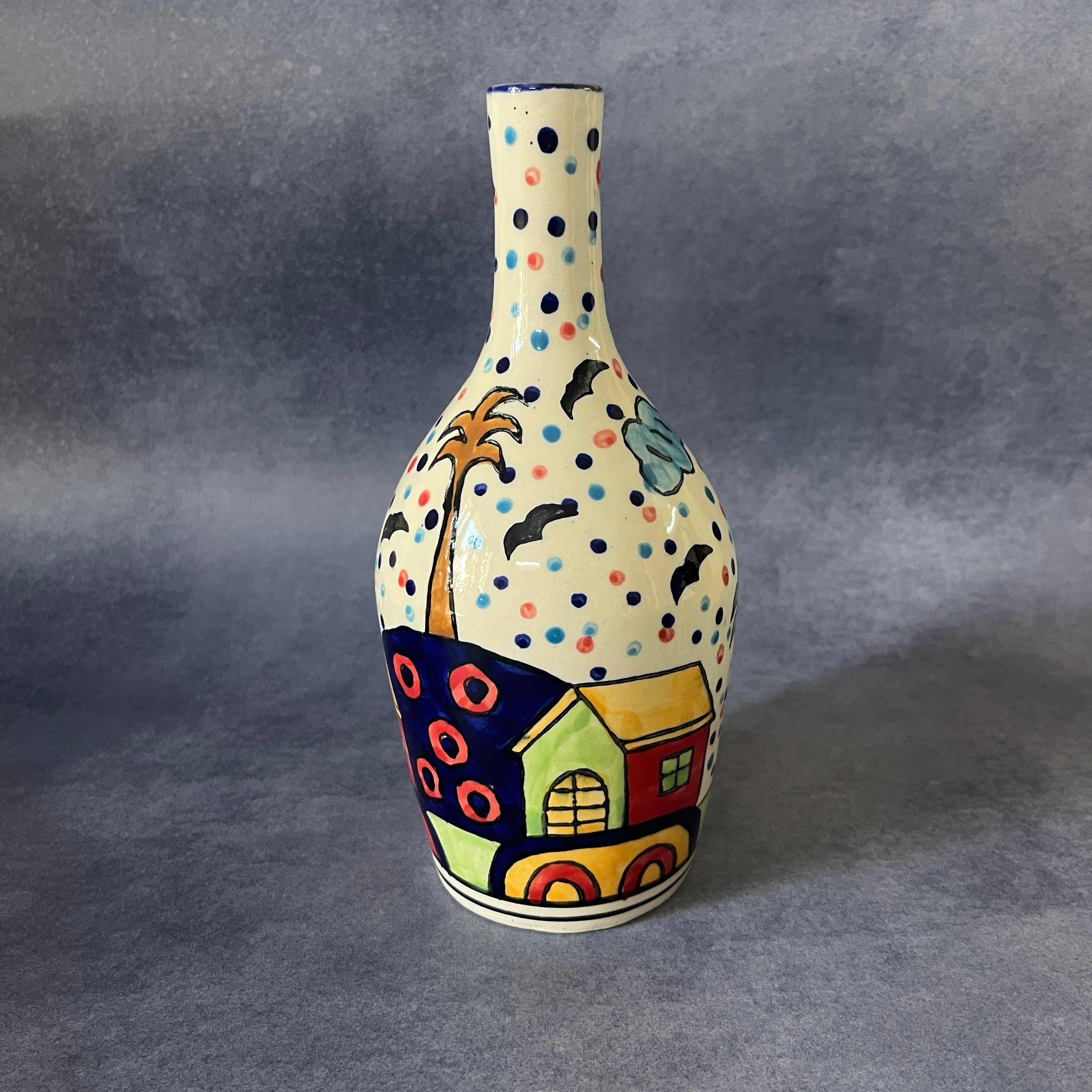 Ceramic Flower Vase - Village Vista Print