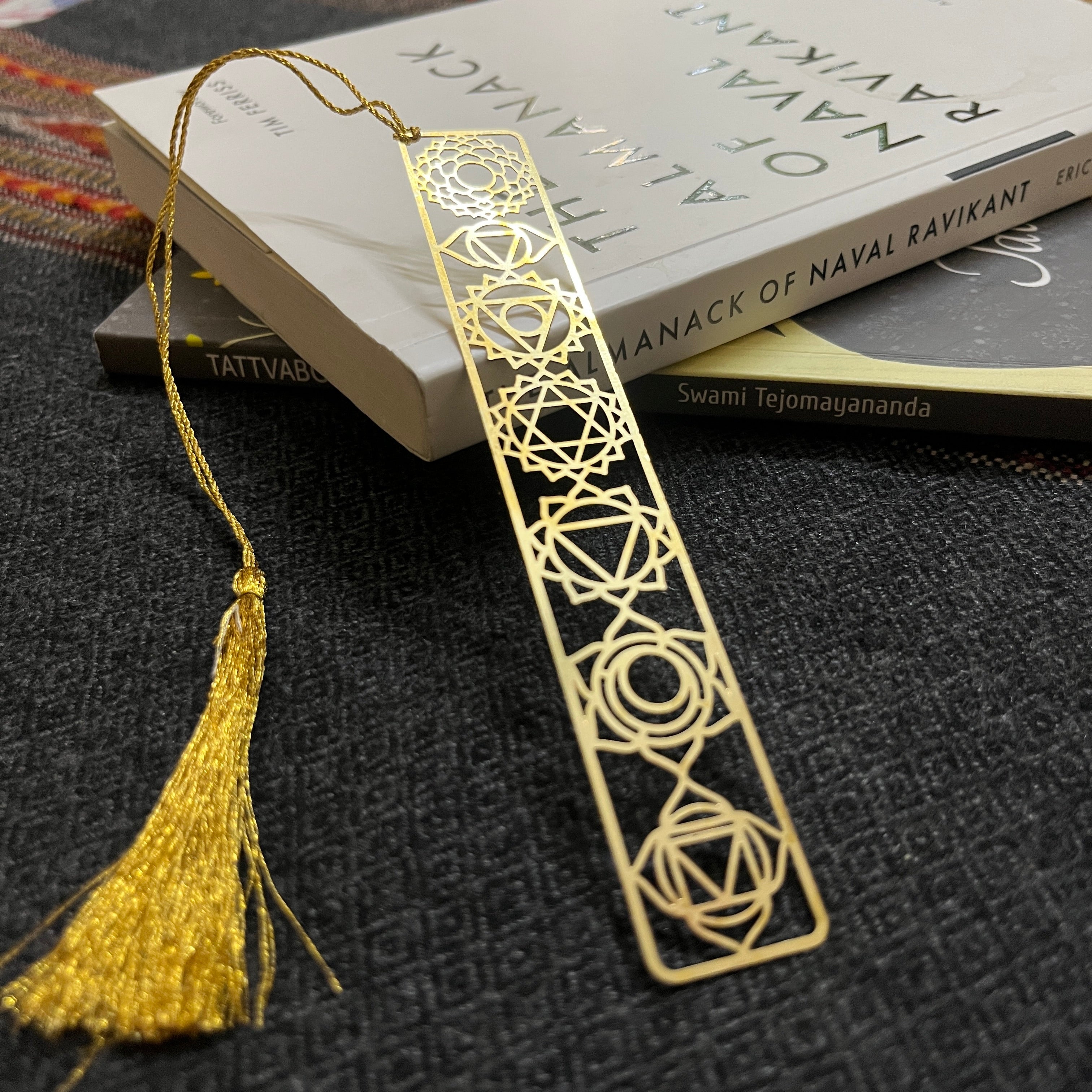 7 Chakras Premium Brass Bookmark With Tassel