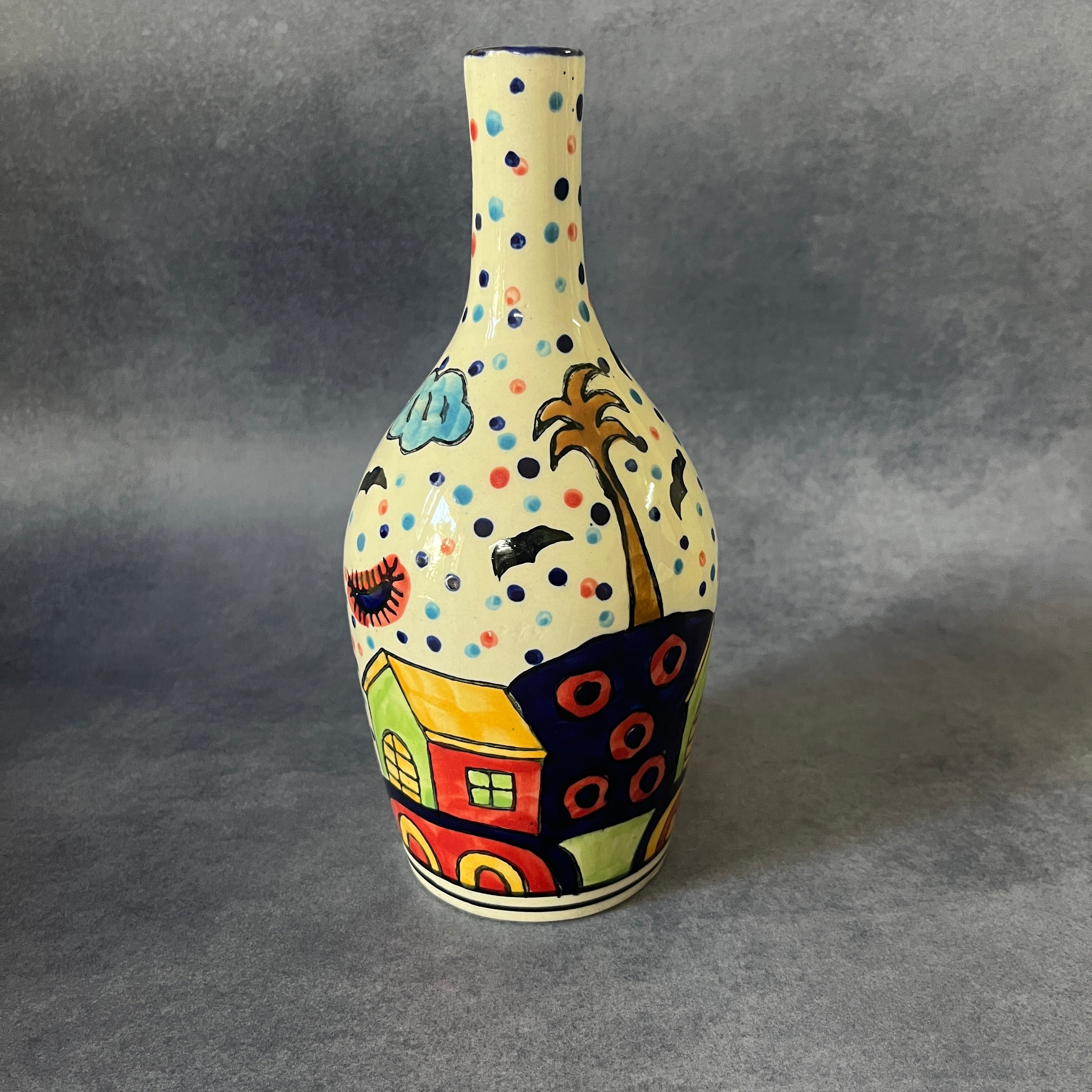 Ceramic Flower Vase - Village Vista Print