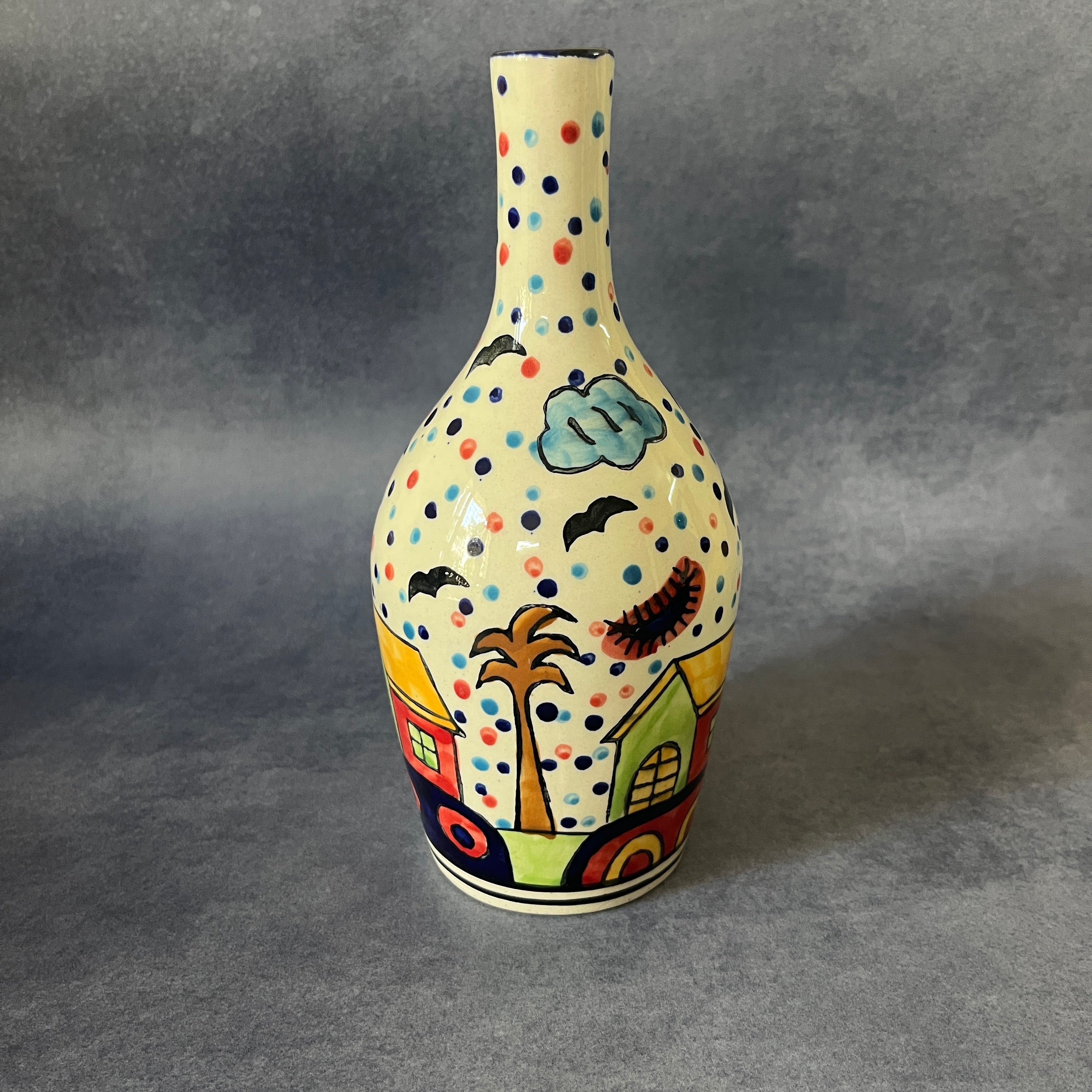 Ceramic Flower Vase - Village Vista Print