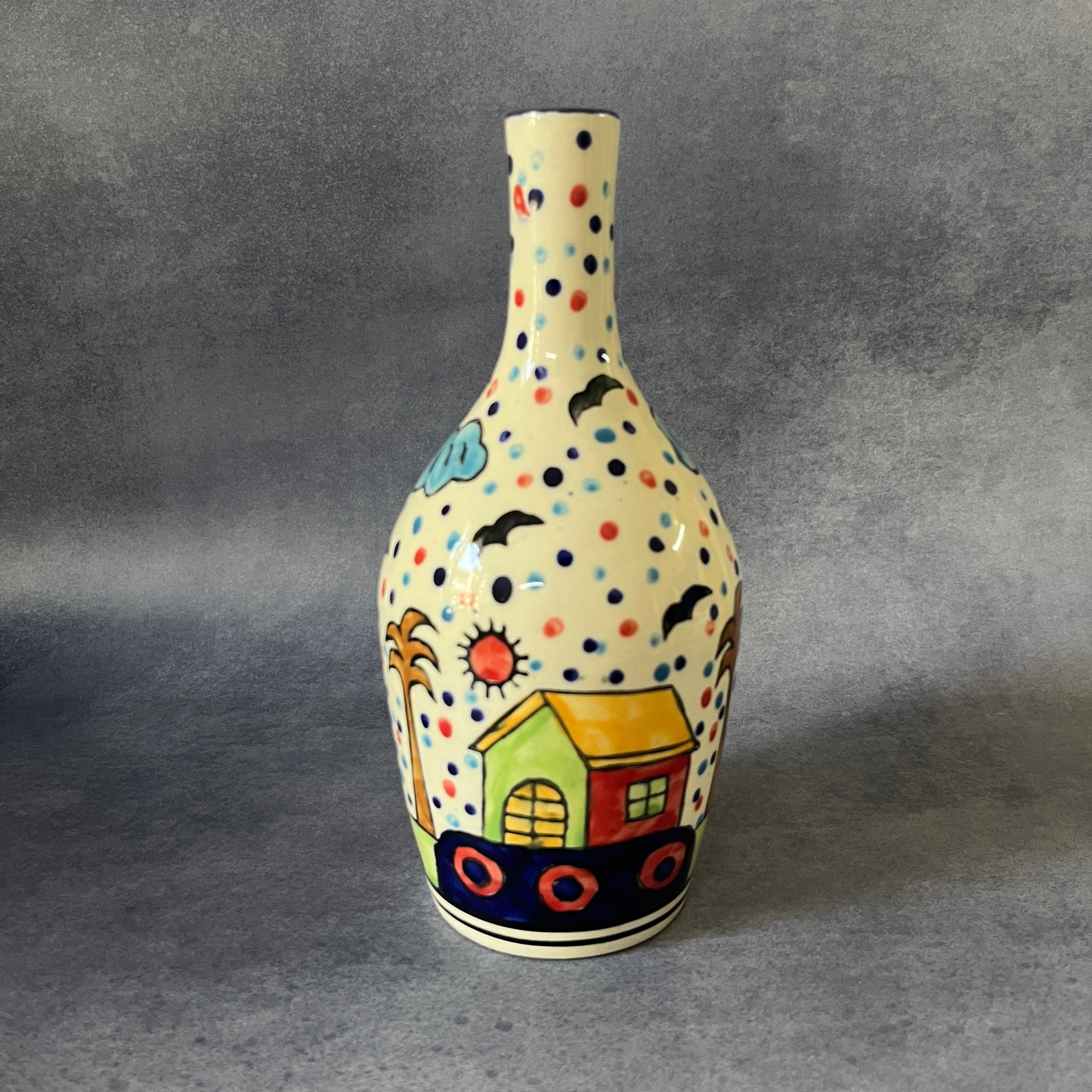Ceramic Flower Vase - Village Vista Print