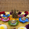 Lotus Petal Multicolour Brass Diya (Set of 6)