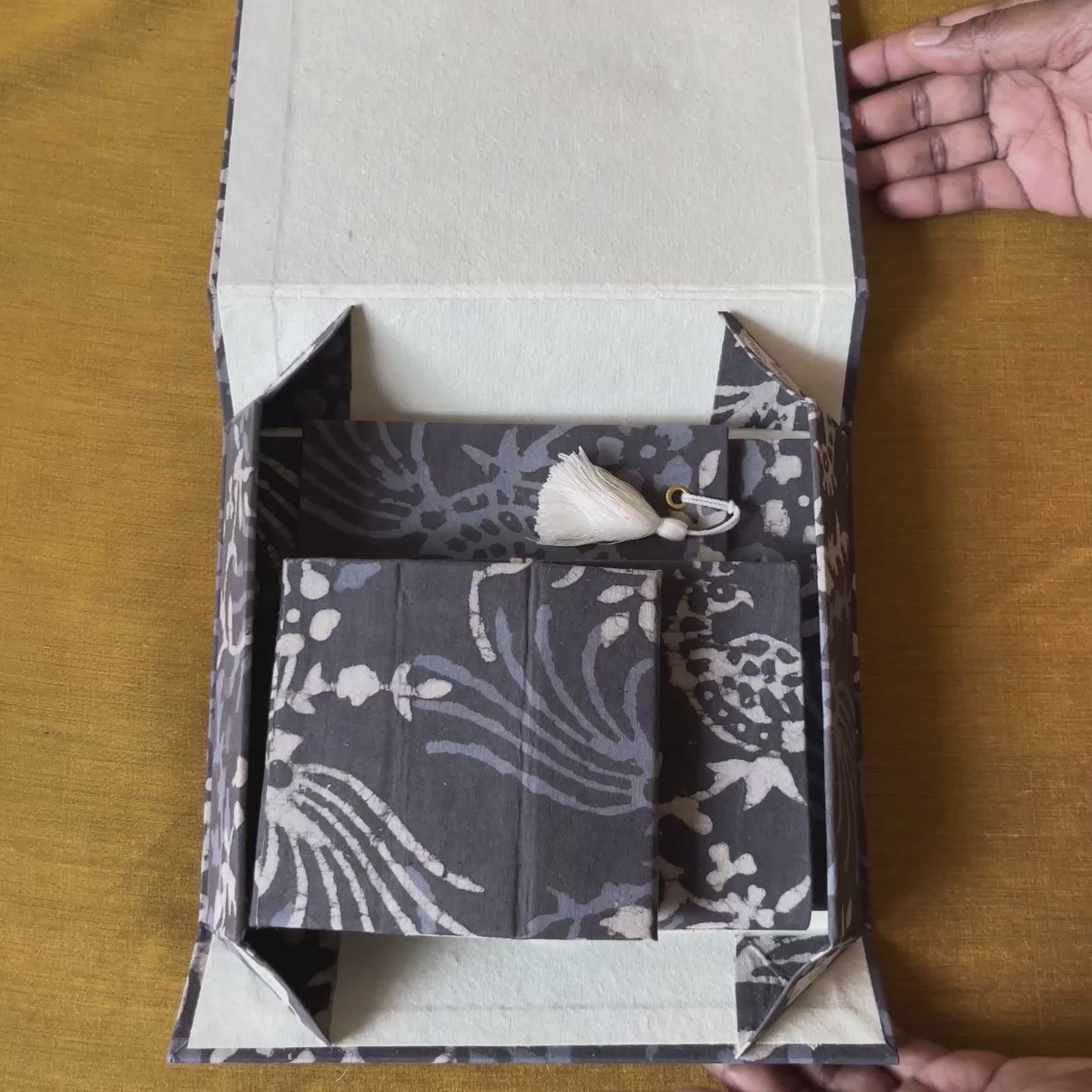Mystical Mayura: Hand Block Printed Fabric Covered Diary | Bookmark | Photo Frame | Pen Holder | Gift Box